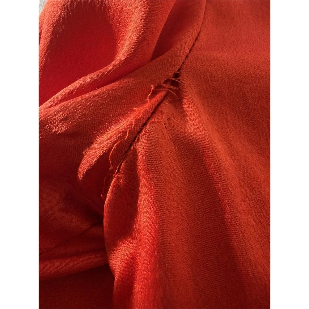 Tory Burch Women's Satin Blouse Tunic Top Bright Blood‎ Orange